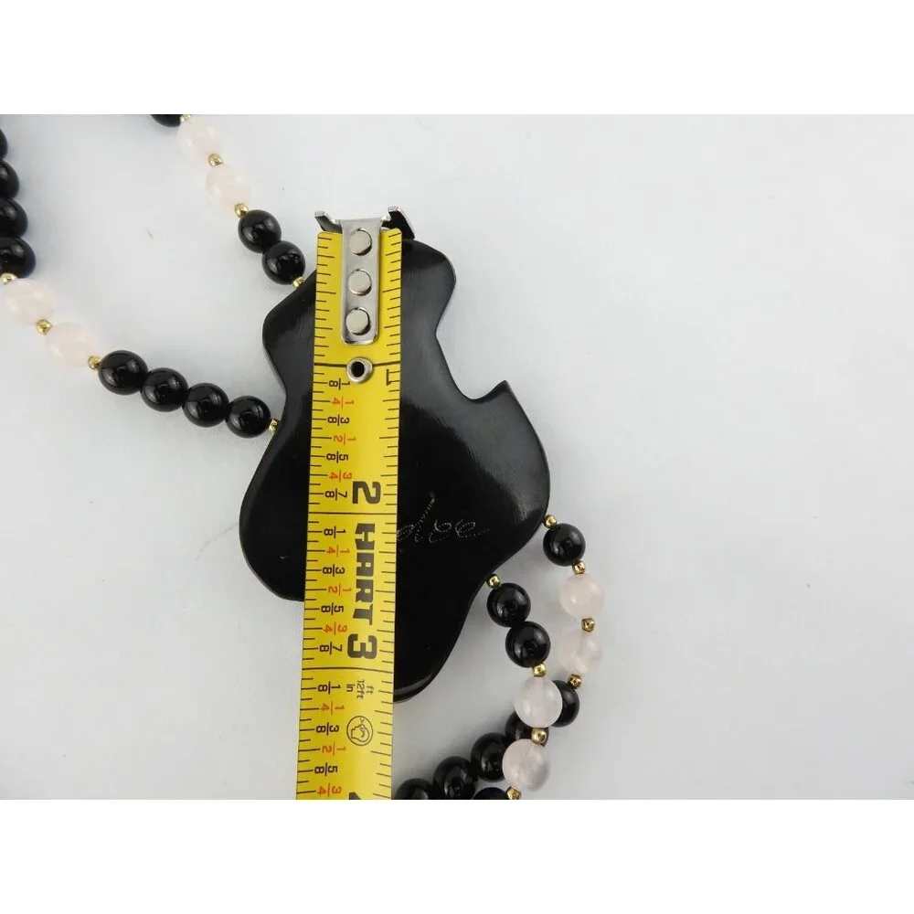 Anne Gee Black Beaded Mother Of Pearl Floral Statement Necklace - Picture 10 of 10